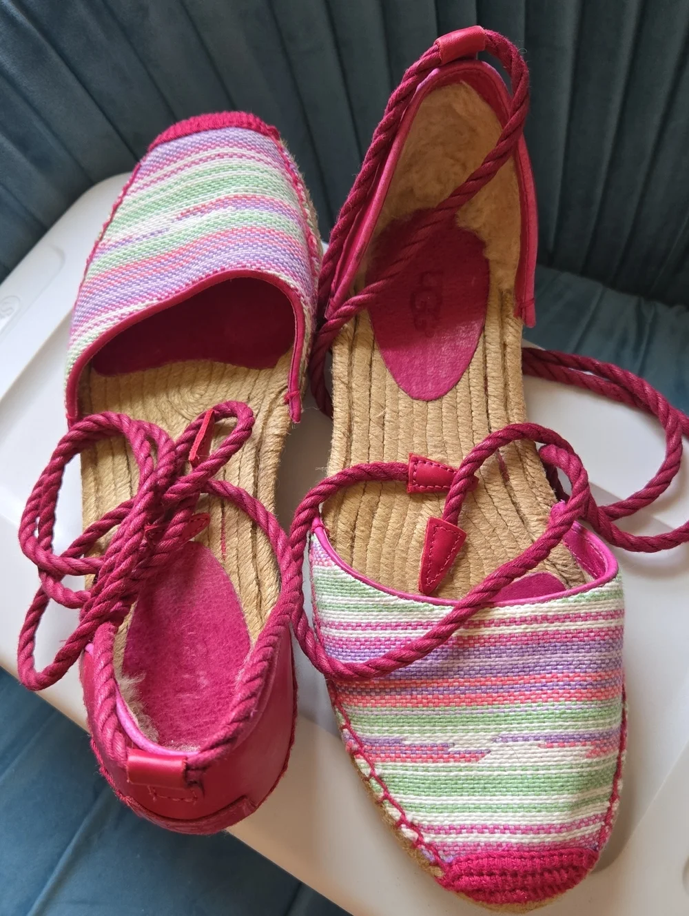 UGG Libbe Serape Espadrille Lace-Up Flats Sz 6